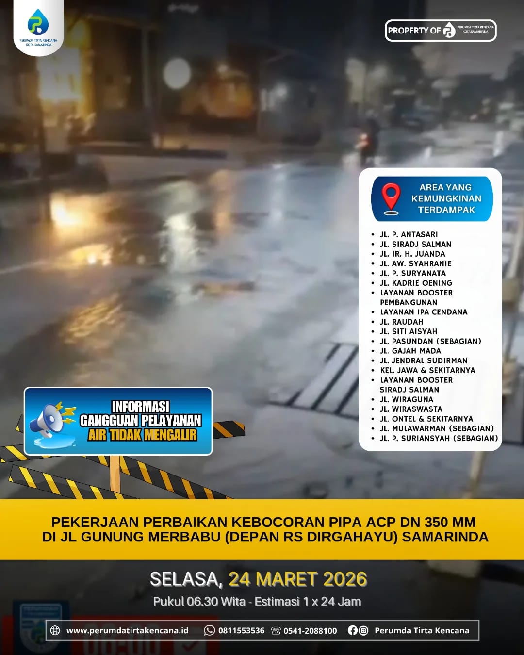 Pipa Induk Pecah, Ribuan Warga Samarinda Alami Gangguan Udara