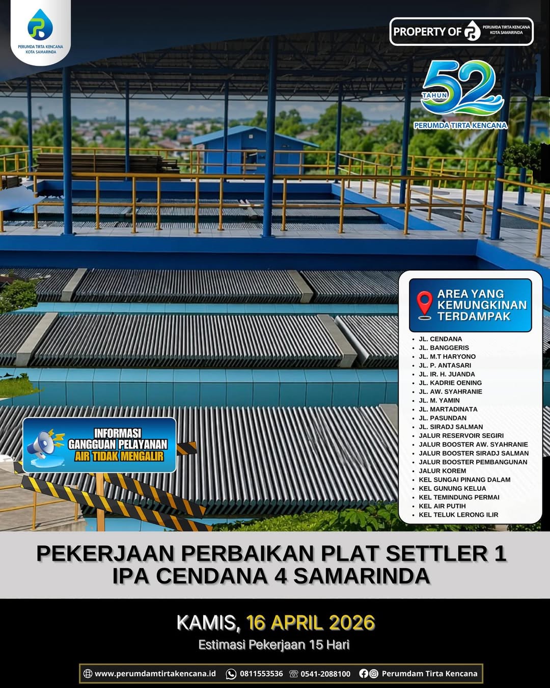 Perbaikan IPA Cendana 4, Air Bersih Samarinda Terganggu hingga 15 Hari