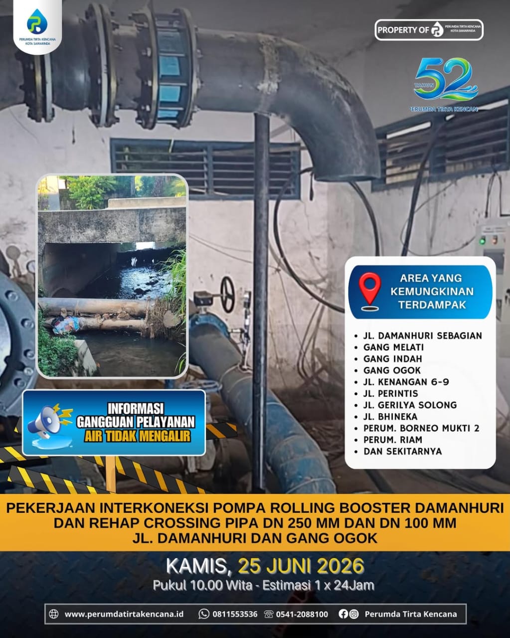 Perumda Pilih Hentikan Air Sehari di Damanhuri, Cegah Kerusakan Jaringan Lebih Besar